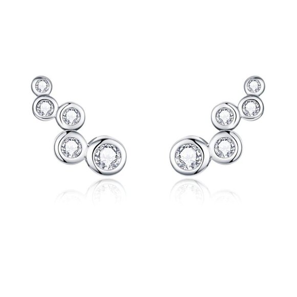 ✨ Unique 925 Silver Plated White CZ Stud Earrings For Women, FB16FA1167 - Picture 2 of 4